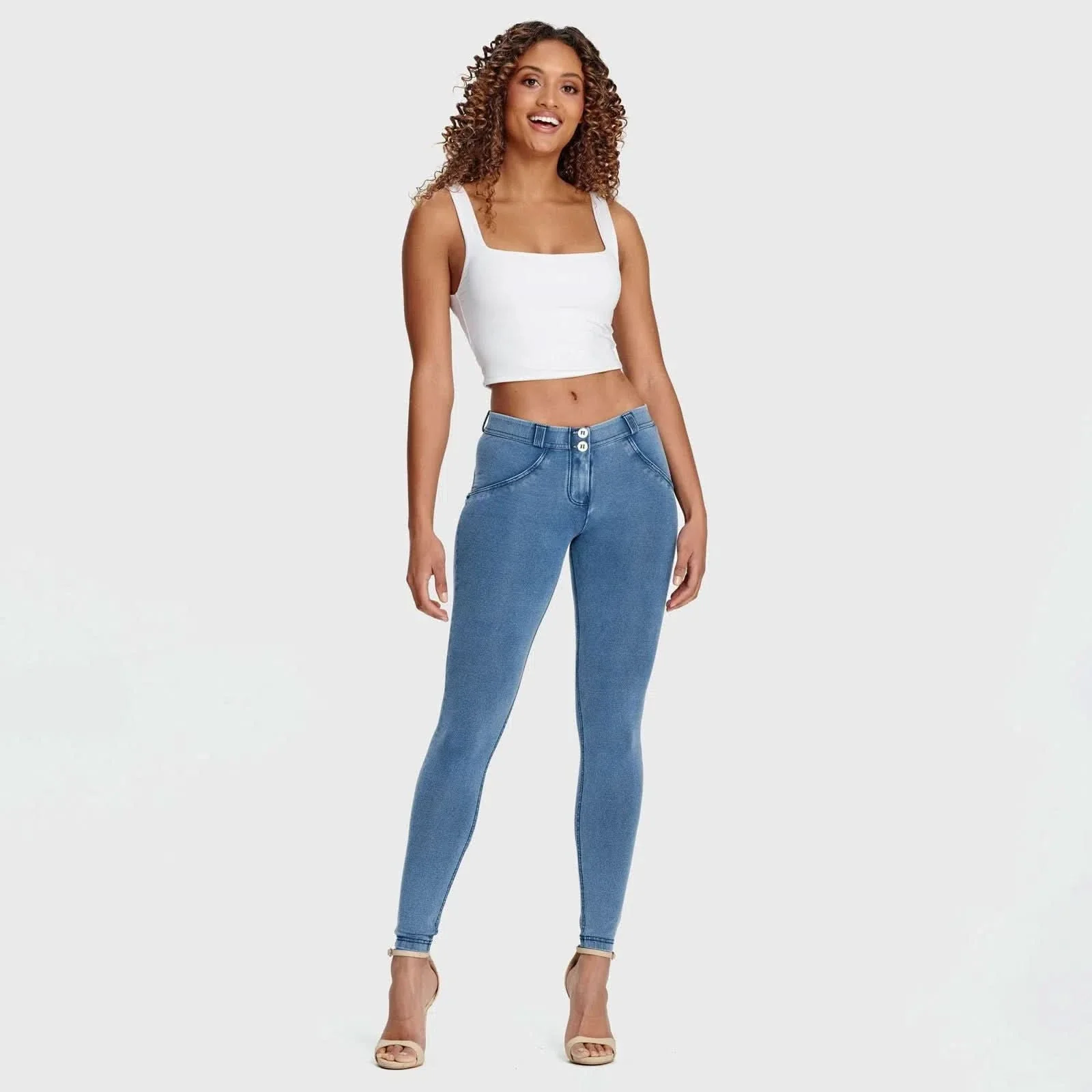 WRUP Denim - Mid Rise - Full Length - Light Blue + Blue Stitching - Image 6