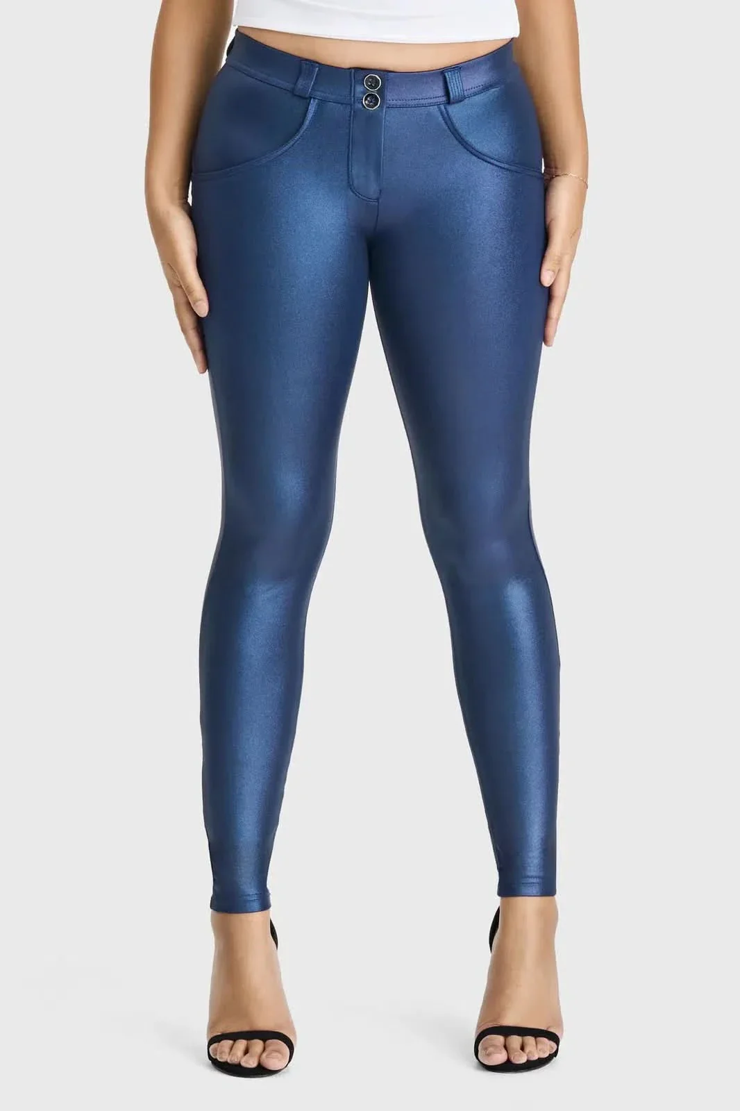 WRUP Luxe Shimmer - Mid Rise - Full Length - Navy Blue - Image 3