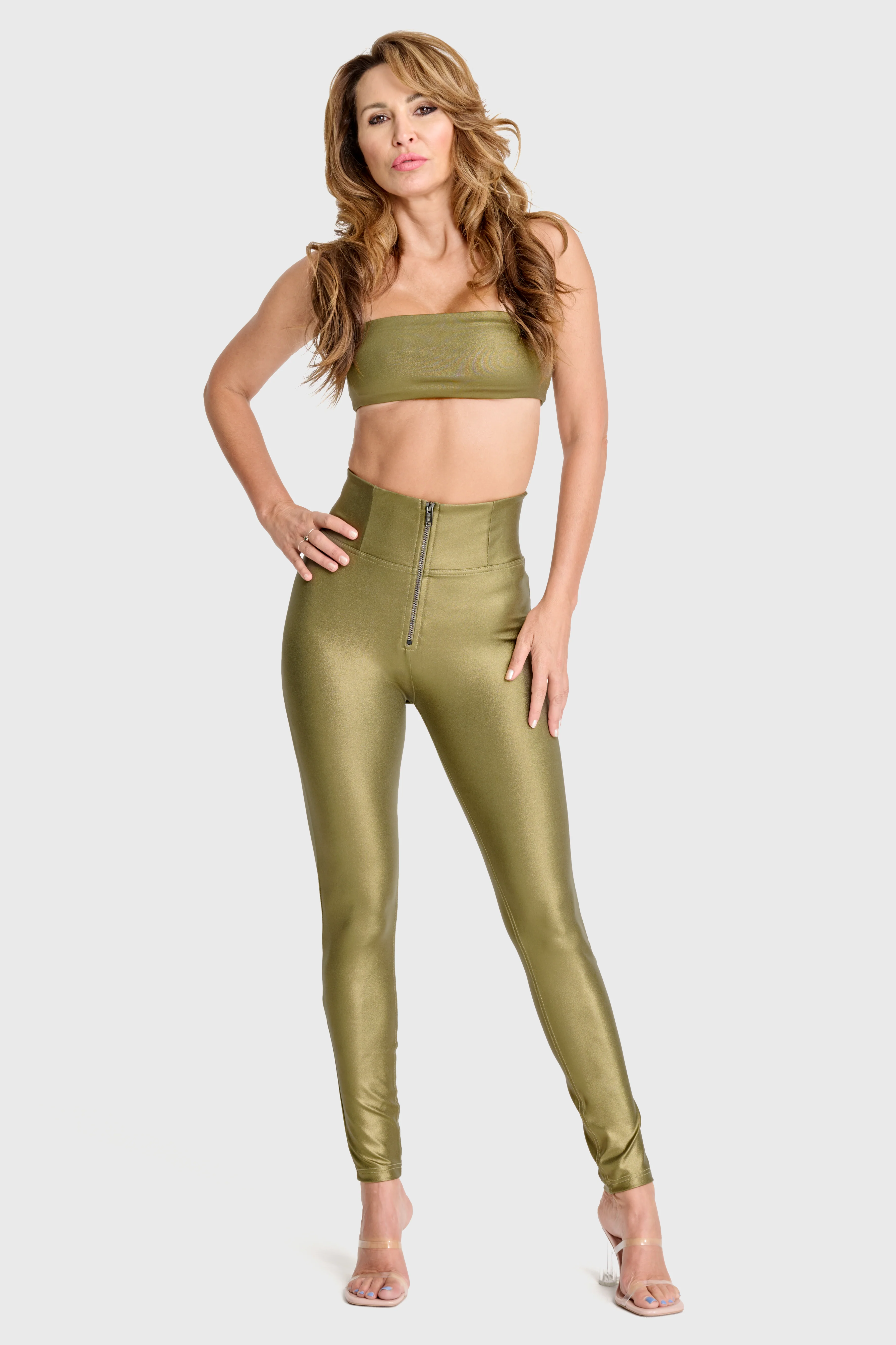 WRUP Luxe Shimmer - Super High Waisted - Full Length - Olive Green - Image 5