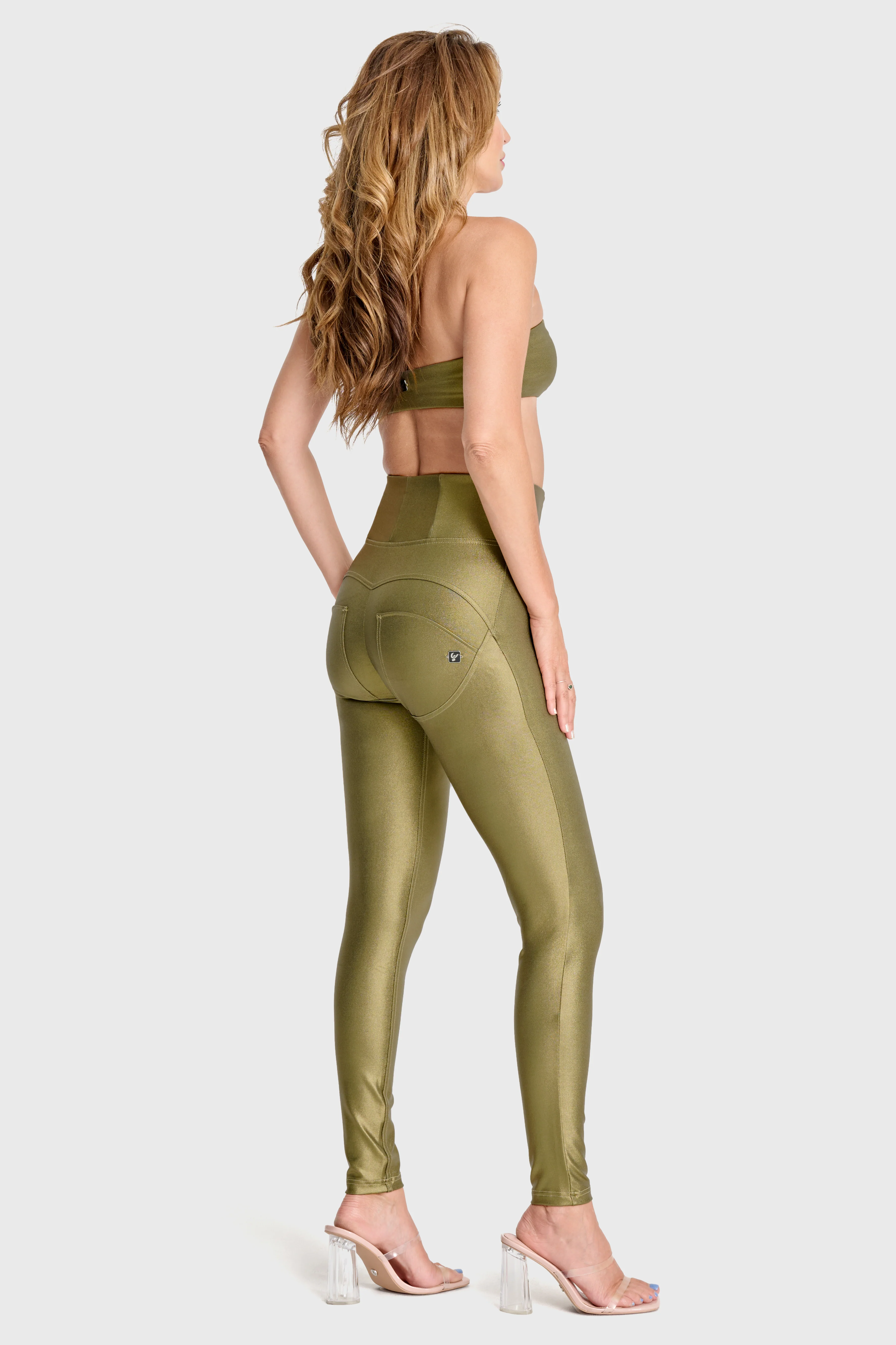 WRUP Luxe Shimmer - Super High Waisted - Full Length - Olive Green - Image 6