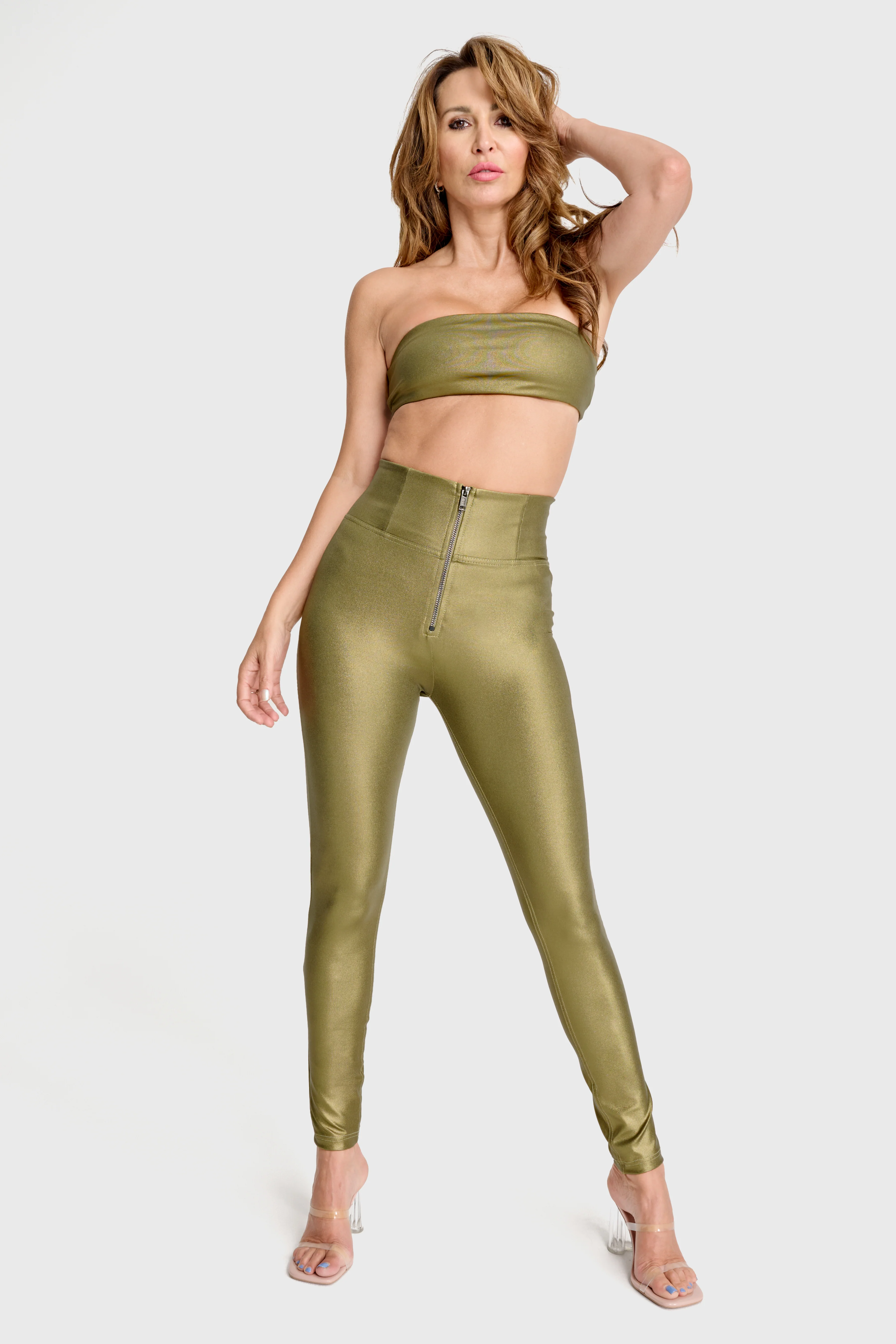 WRUP Luxe Shimmer - Super High Waisted - Full Length - Olive Green - Image 8