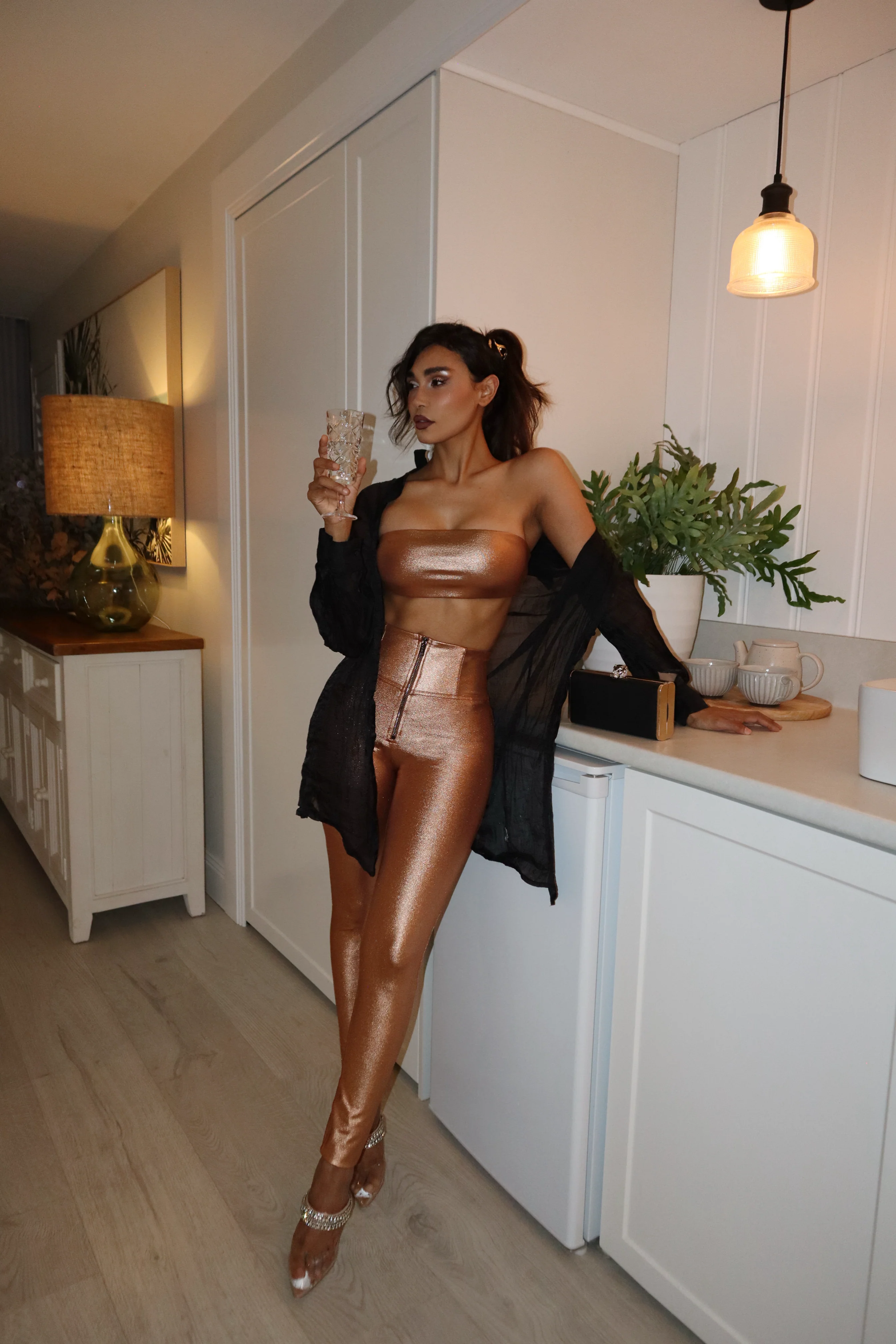 WRUP Luxe Shimmer - Super High Waisted - Full Length - Rose Gold