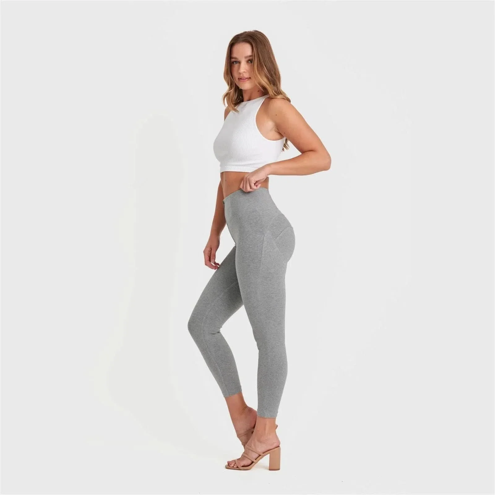 WRUP Fashion - High Waisted - 7/8 Length - Melange Grey - Image 4
