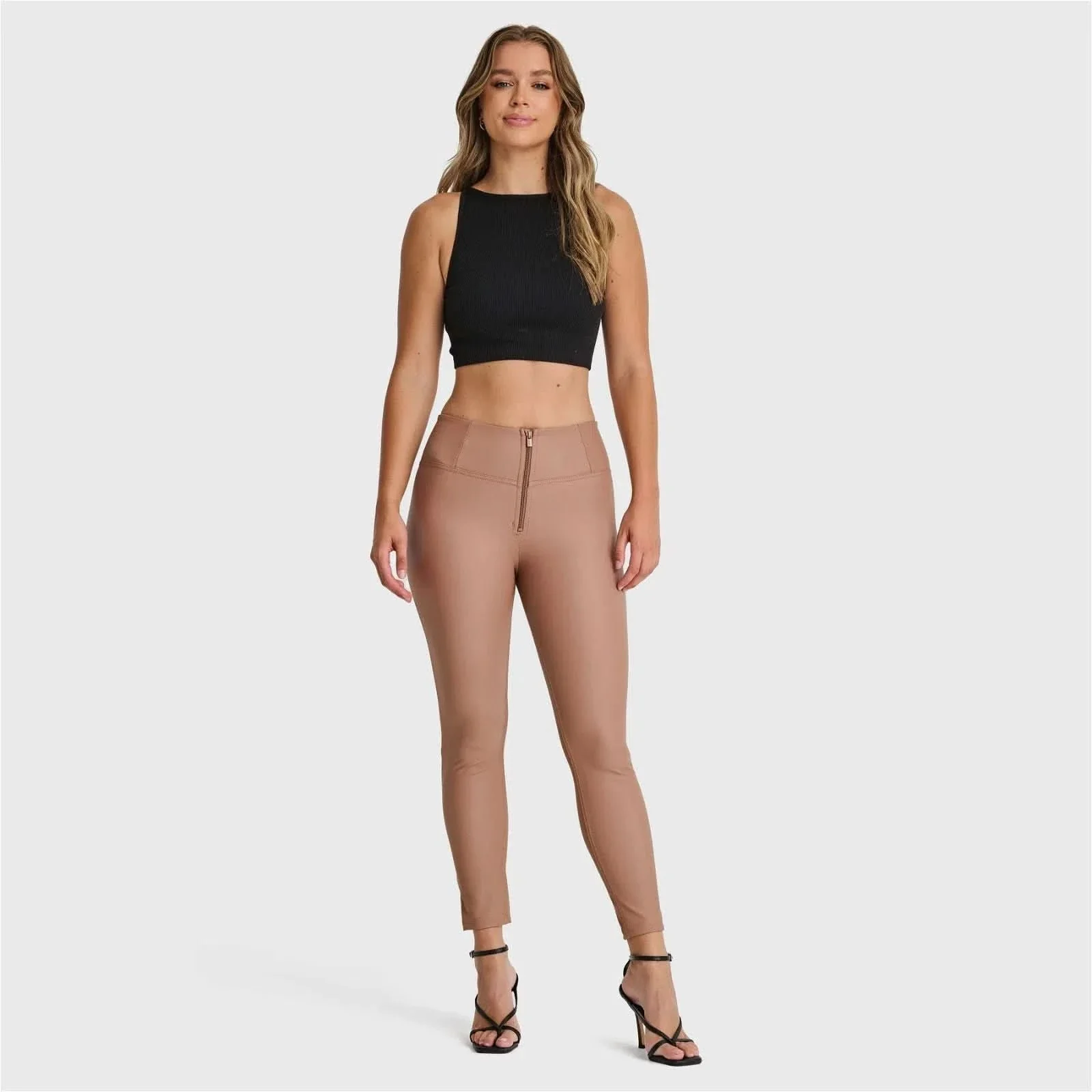 WRUP Faux Leather - High Waisted - 7/8 Length - Mocha - Image 3