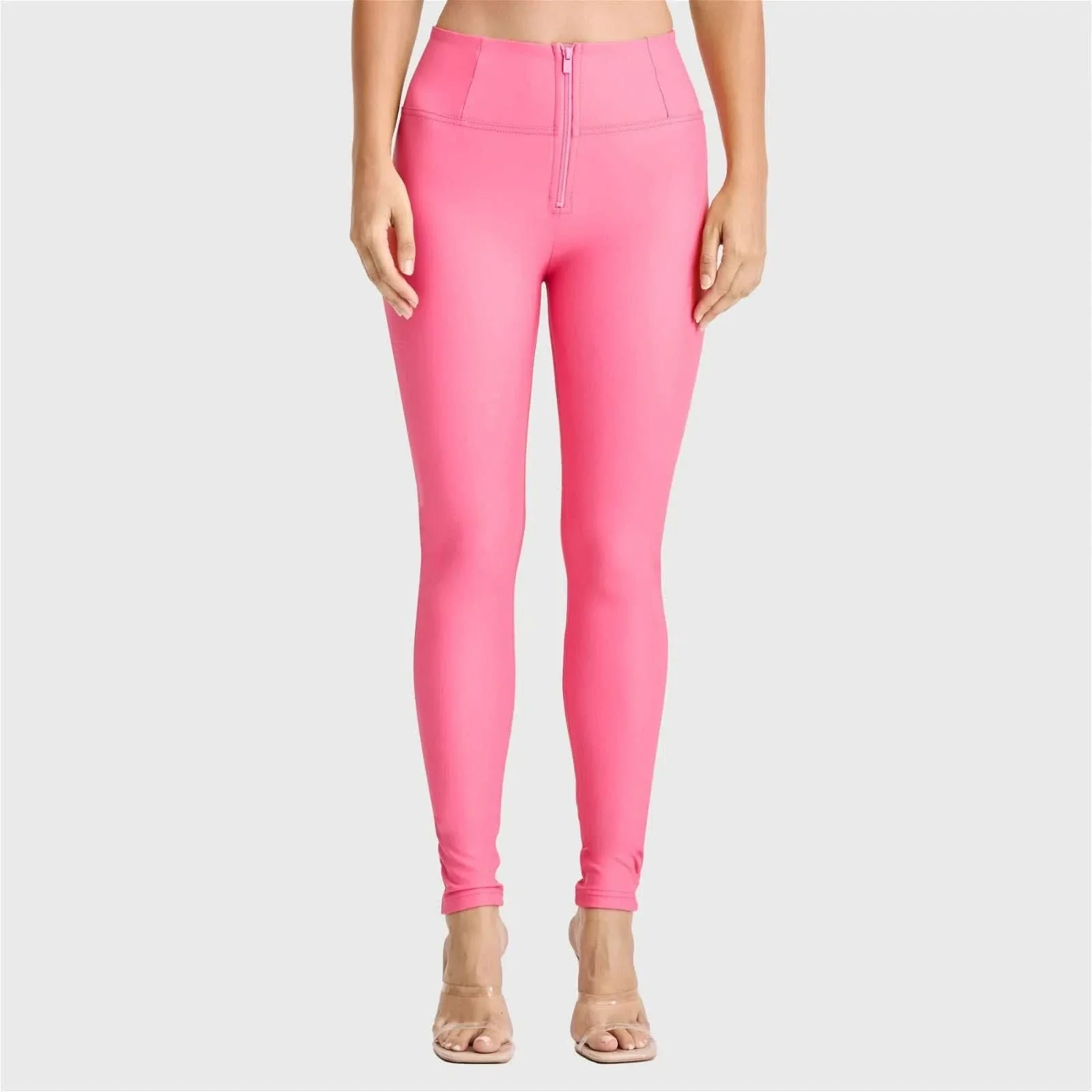 WRUP Faux Leather - High Waisted - Full Length - Candy Pink - Image 6