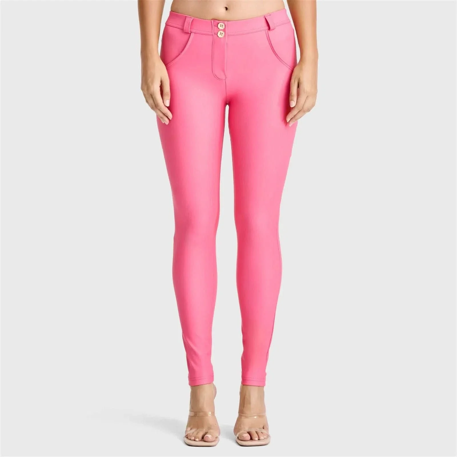 WRUP Faux Leather - Mid Rise - Full Length - Candy Pink - Image 2