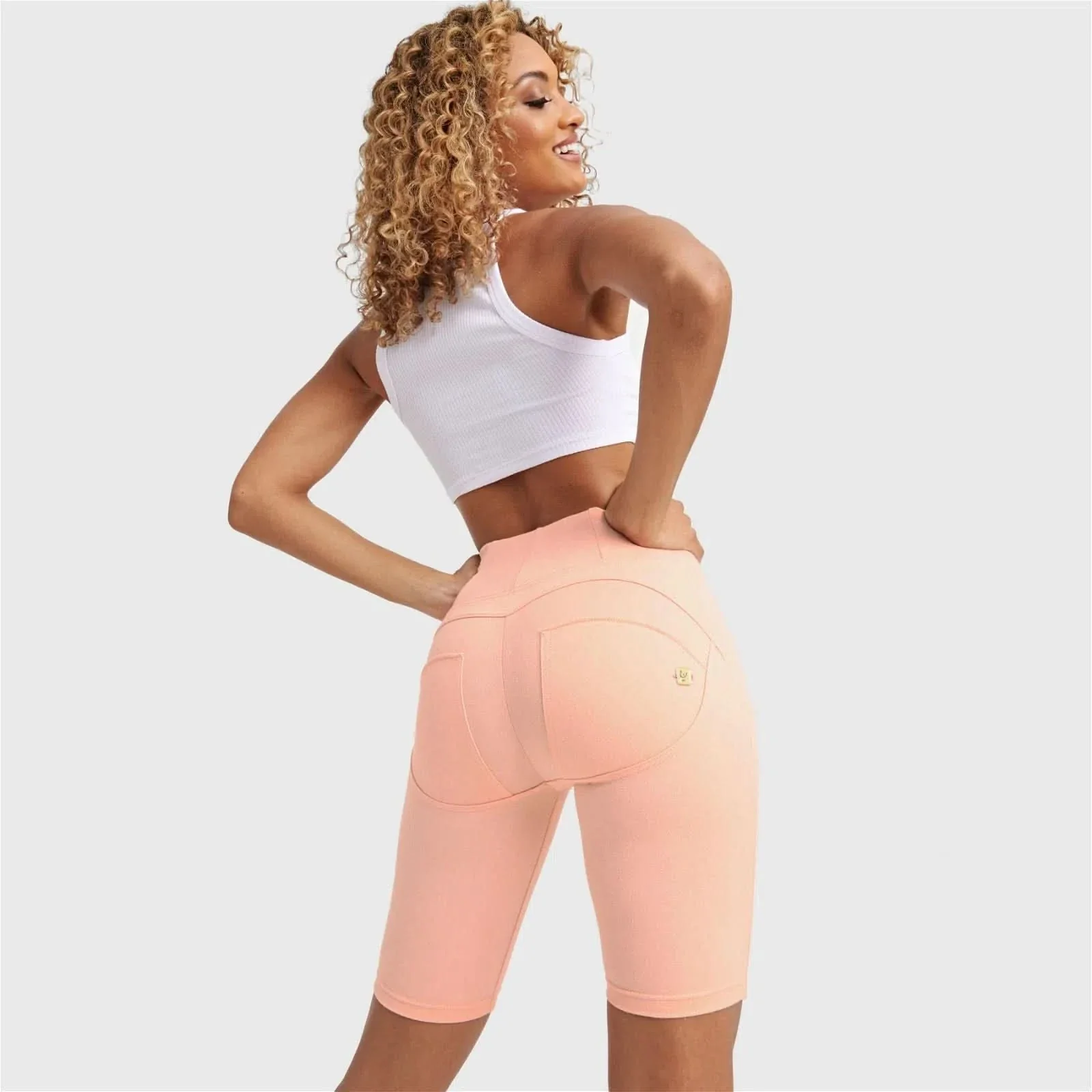 WRUP Drill Limited Edition - High Waisted - Biker Shorts - Peach - Image 2