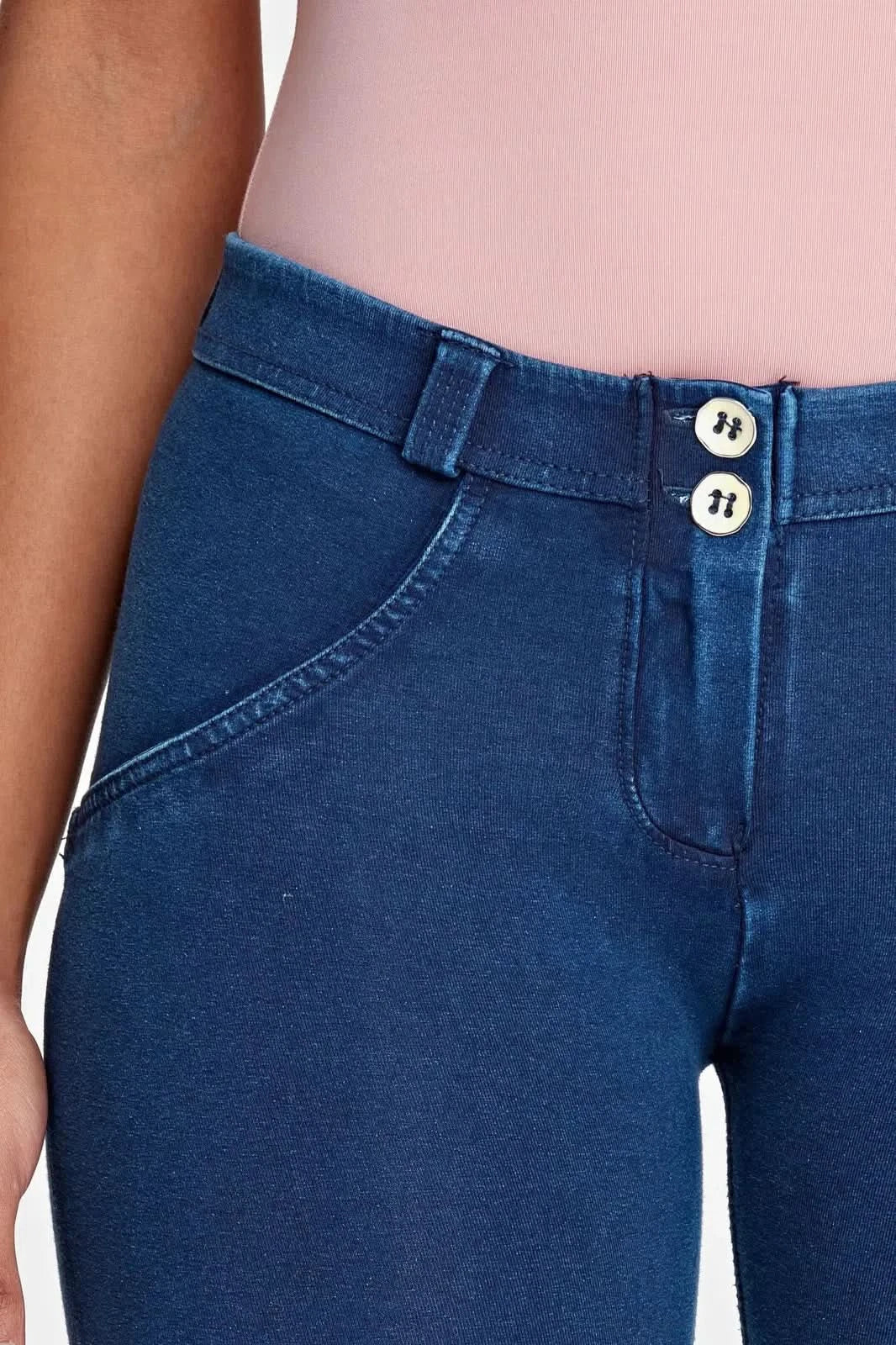 WRUP Denim - Mid Rise - Full Length - Dark Blue + Blue Stitching - Image 16