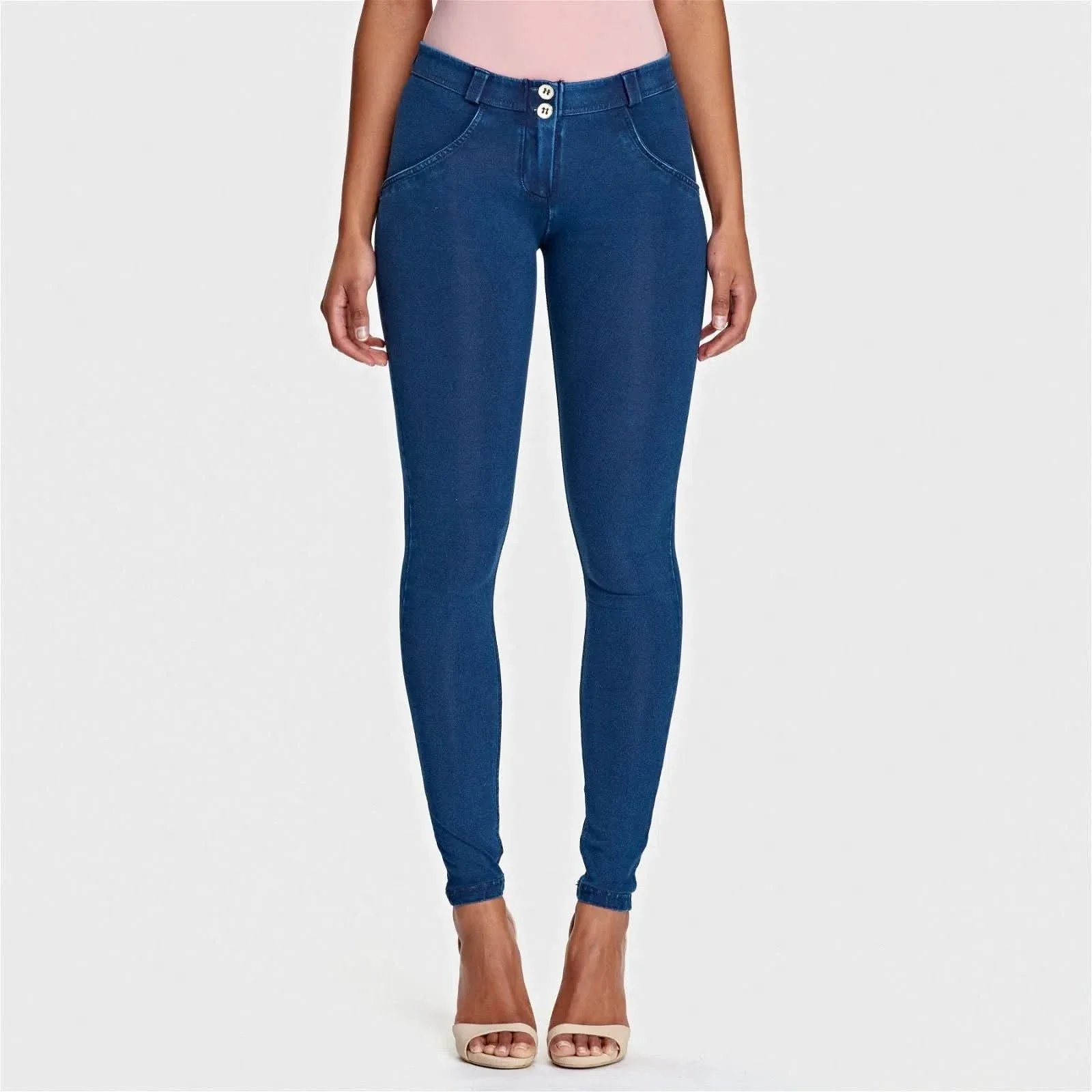 WRUP Denim - Mid Rise - Full Length - Dark Blue + Blue Stitching - Image 2