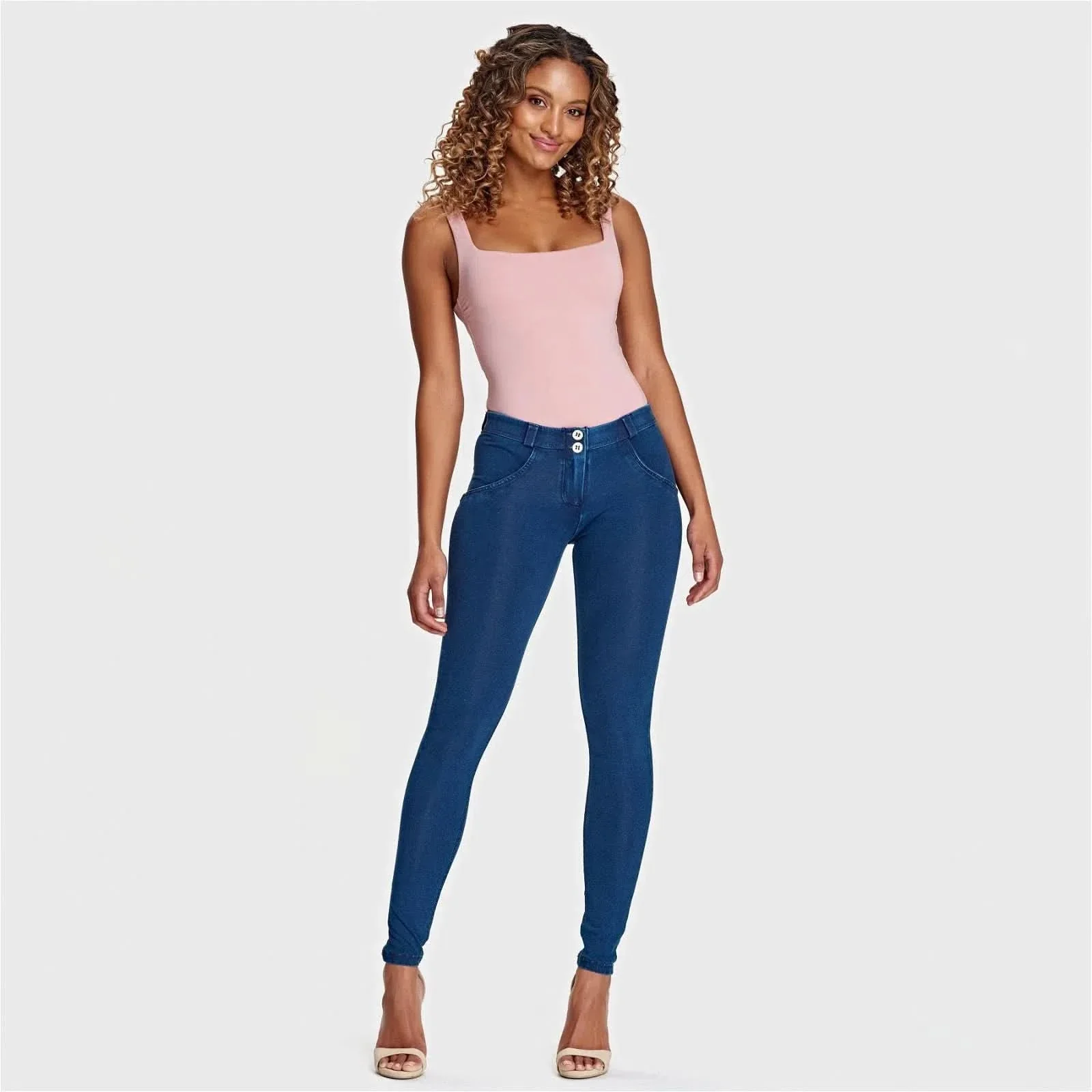 WRUP Denim - Mid Rise - Full Length - Dark Blue + Blue Stitching - Image 3