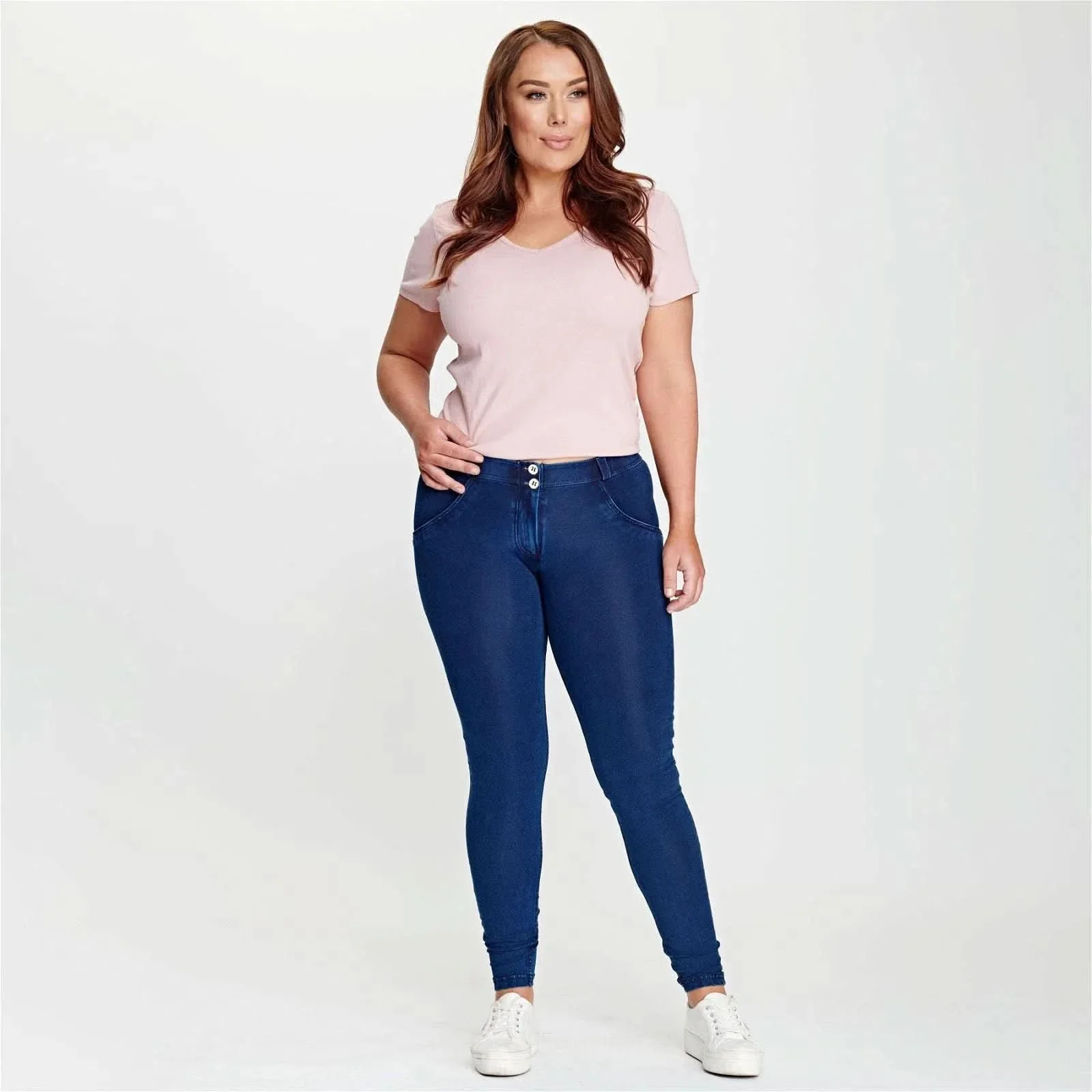 WRUP Denim - Mid Rise - Full Length - Dark Blue + Blue Stitching - Image 5
