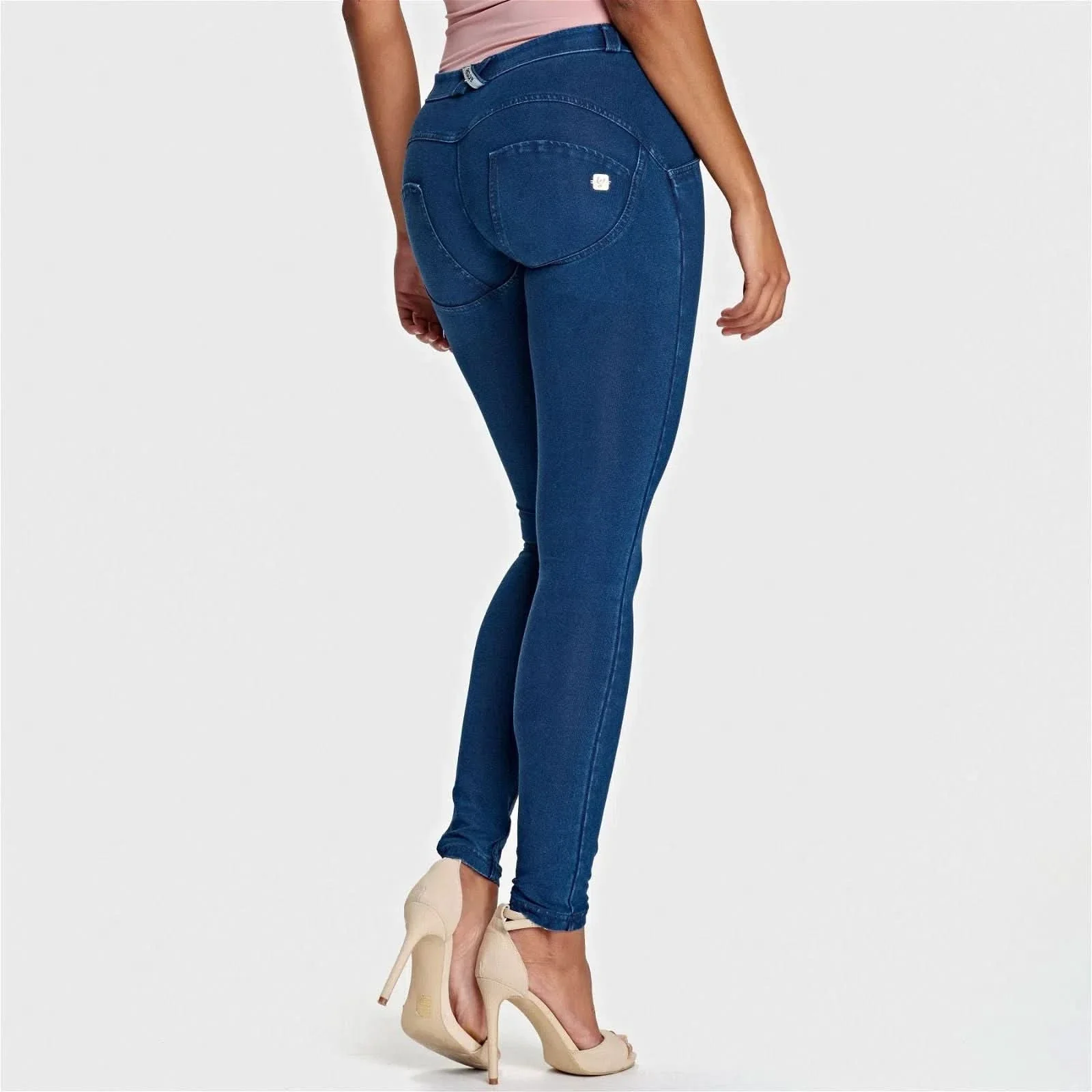 WRUP Denim - Mid Rise - Full Length - Dark Blue + Blue Stitching - Image 6