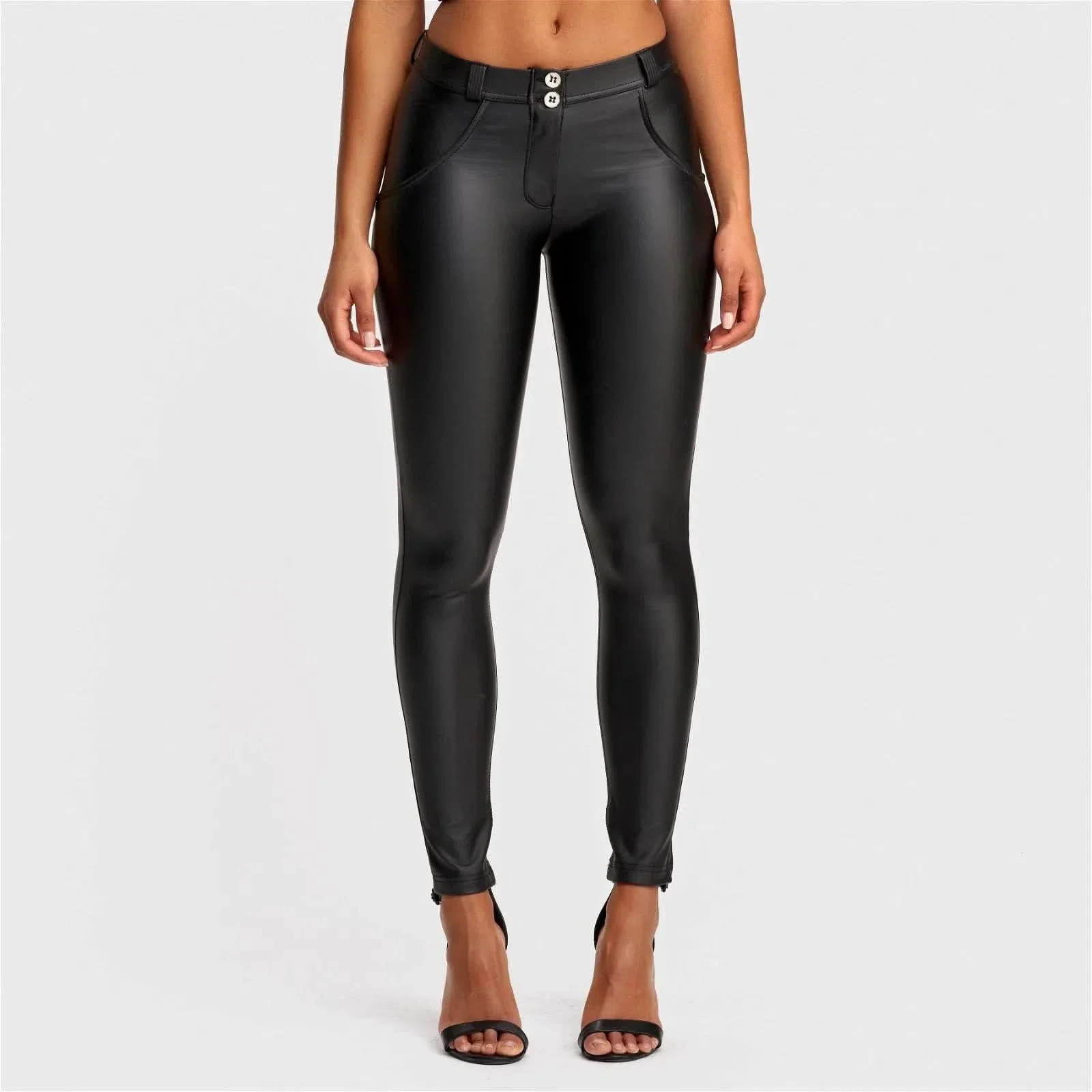 WRUP Faux Leather - Mid Rise - Full Length - Black - Image 4