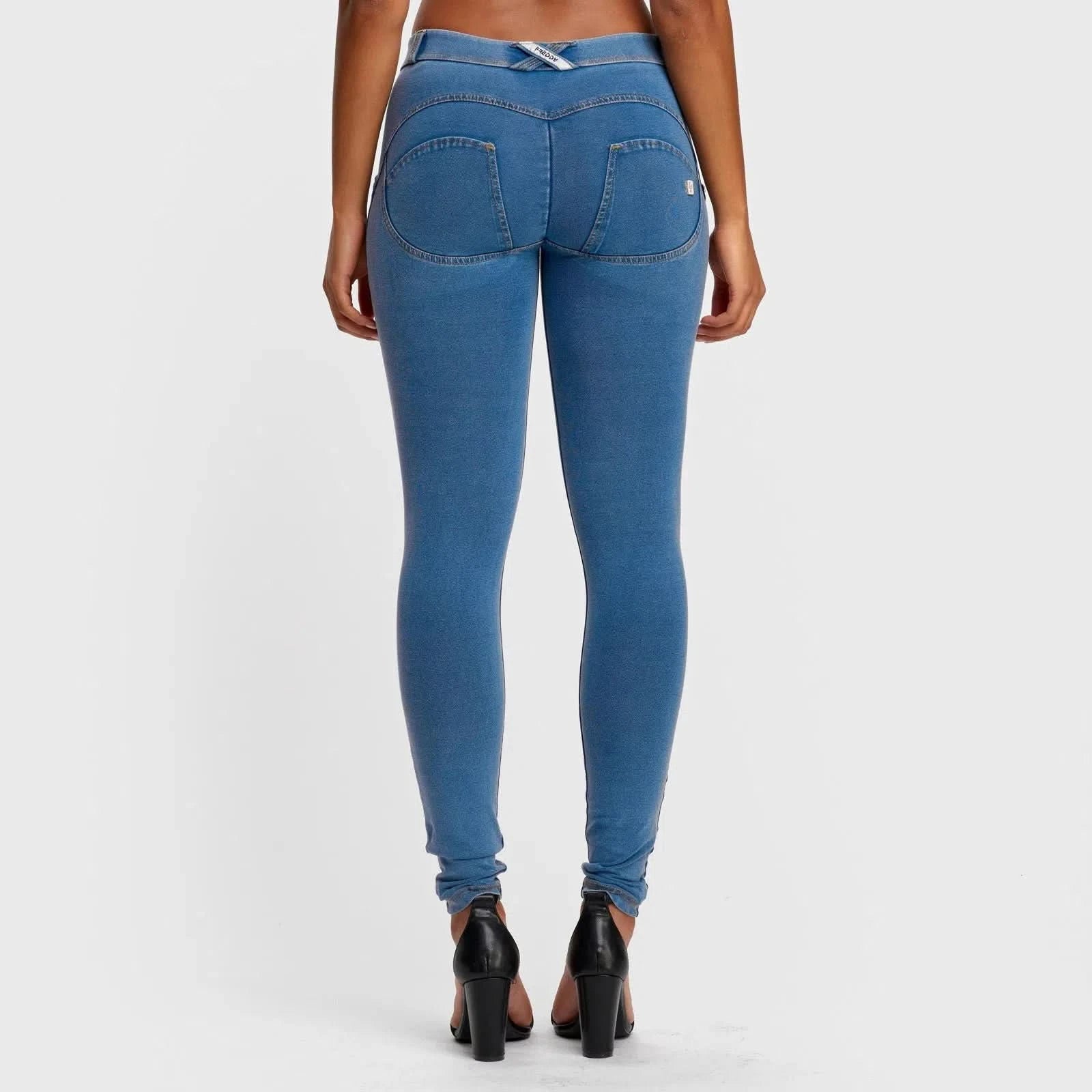 WRUP Denim - Mid Rise - Full Length - Light Blue + Yellow Stitching - Image 2