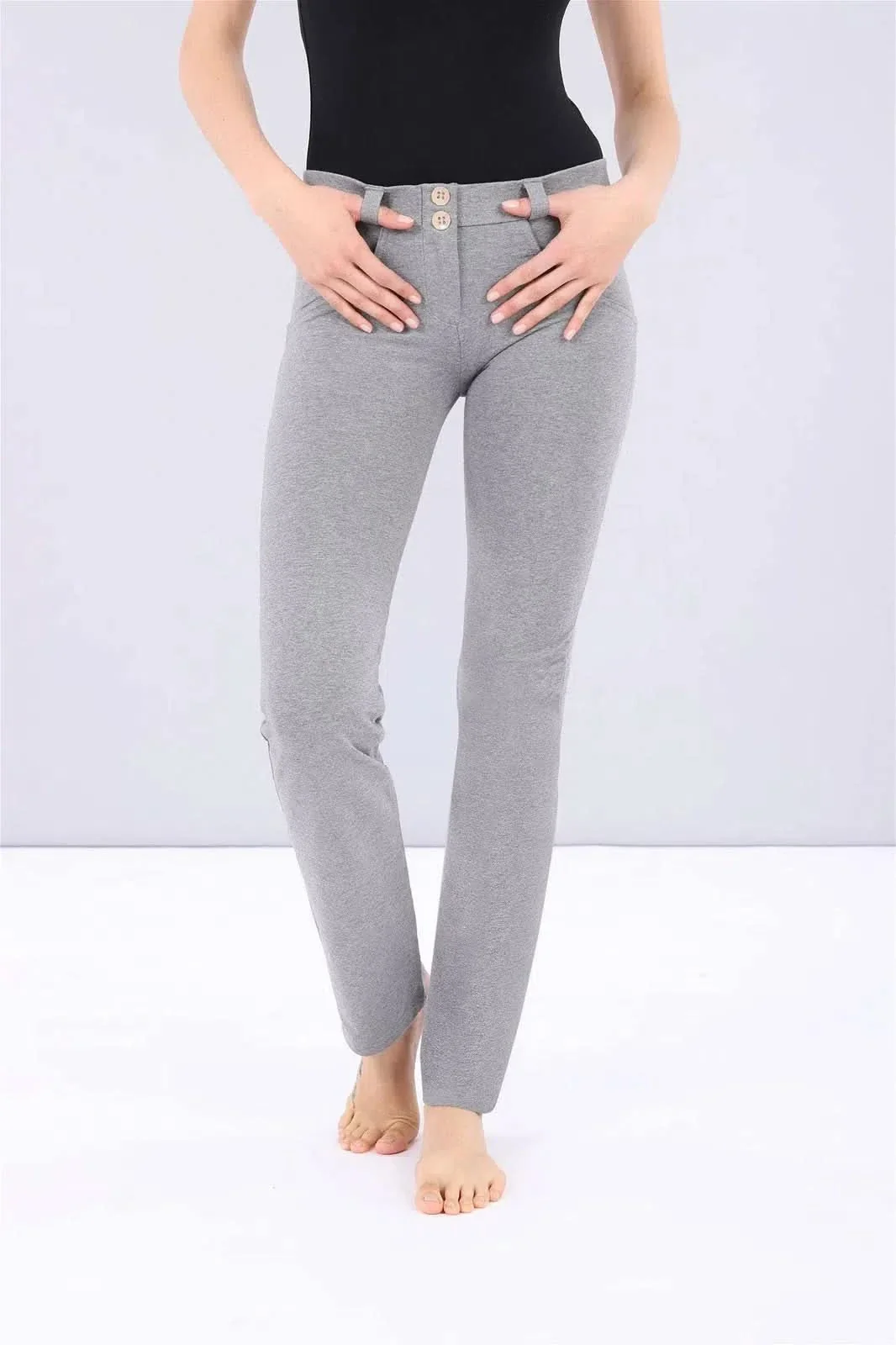 WRUP Fashion - Mid Rise - Straight Leg - Melange Grey - Image 3