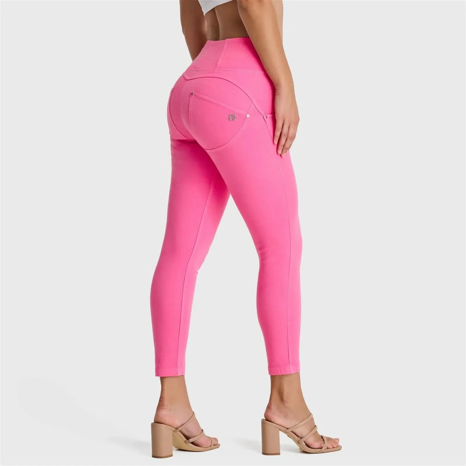 WRUP SNUG Jeans - High Waisted - 7/8 Length - Candy Pink - Image 2