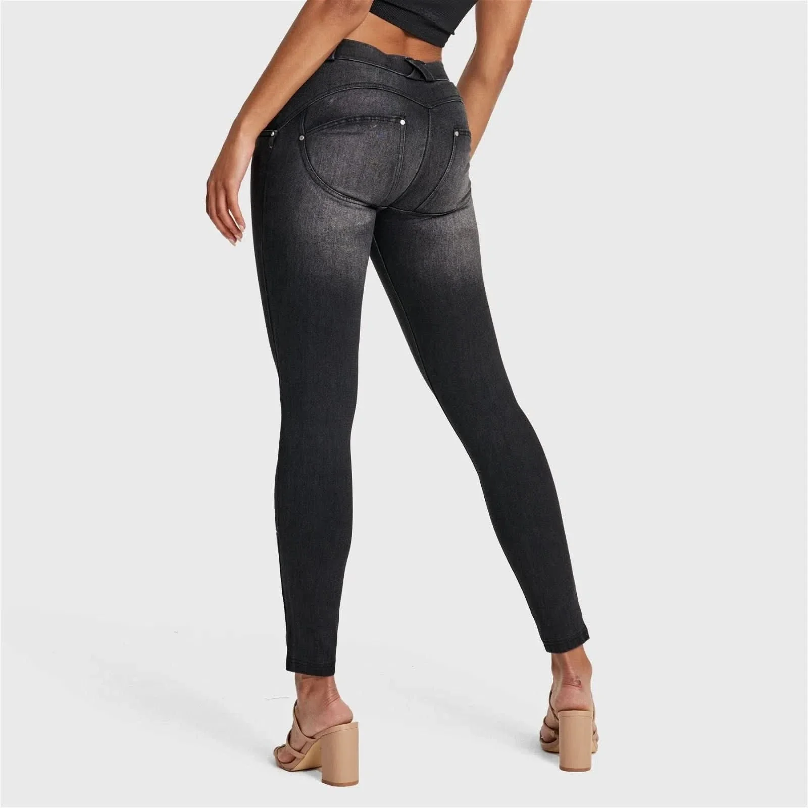 WRUP SNUG Jeans - Mid Rise - Full Length - Black + Black Stitching - Image 3