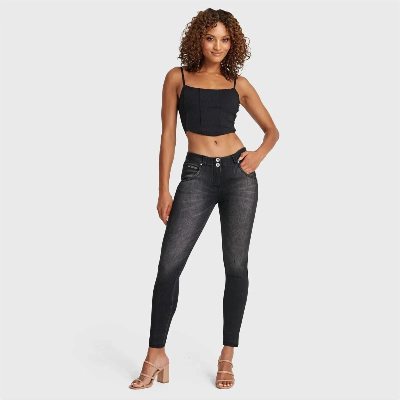 WRUP SNUG Jeans - Mid Rise - Full Length - Black + Black Stitching - Image 5