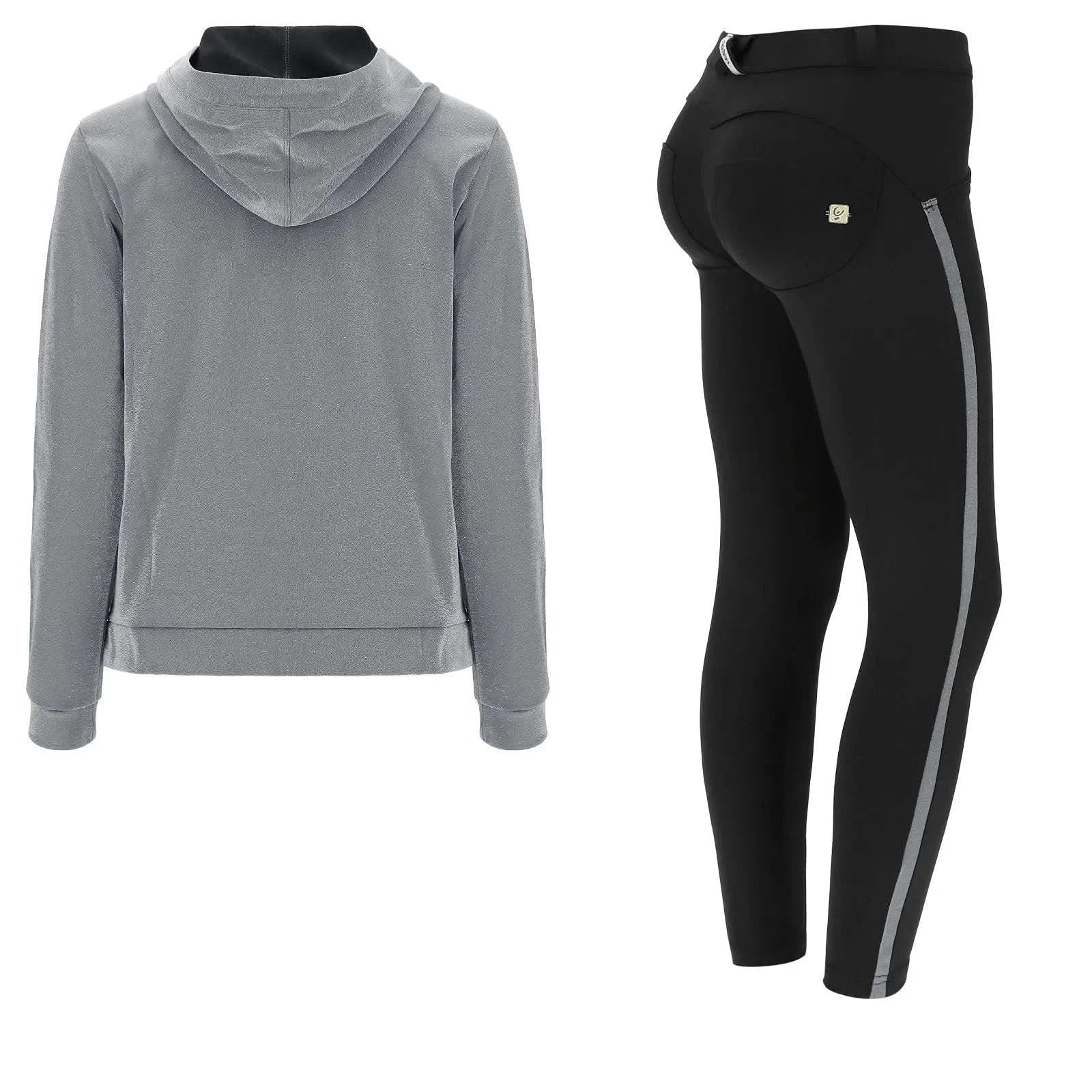 WRUP Tracksuit with Lurex Sweatshirt - Mid waist - Ankle Length - Gold + Black - Image 18