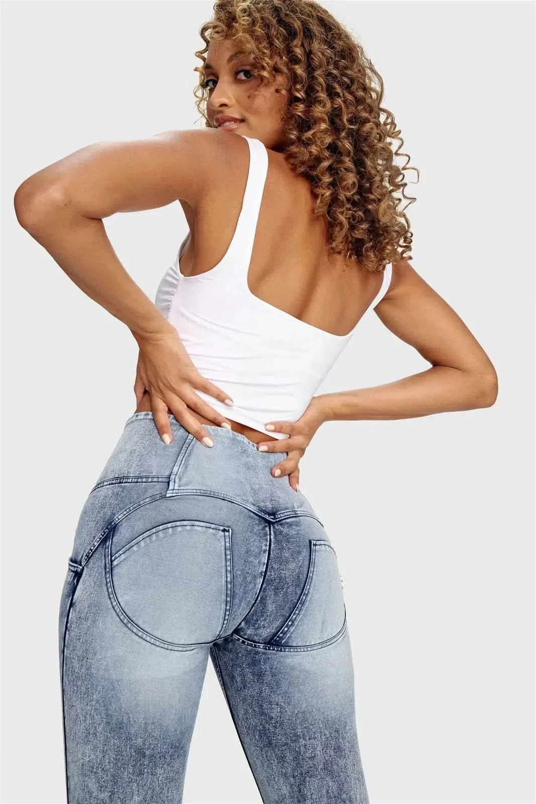 WRUP Denim - 3 Button High Waisted - Full Length - Stonewash